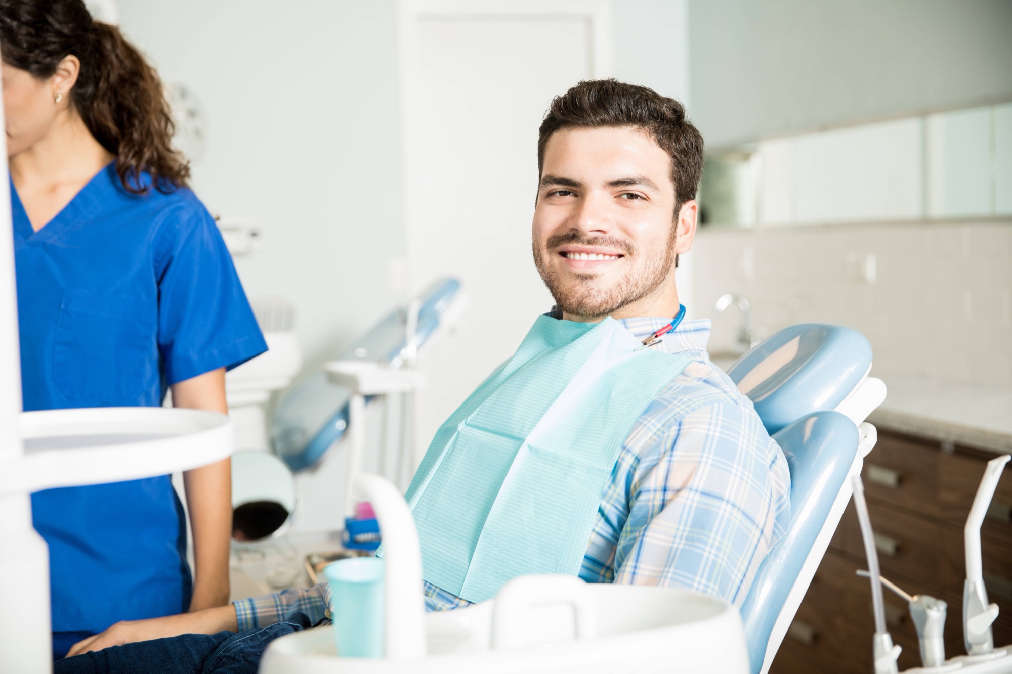 Patient with a member of the dental team